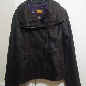 Leather jacket batgirl